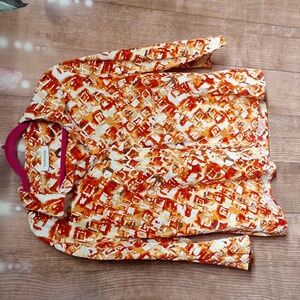 ORANGE AND WHITE BUTTON DOWN TOP SIZE XL